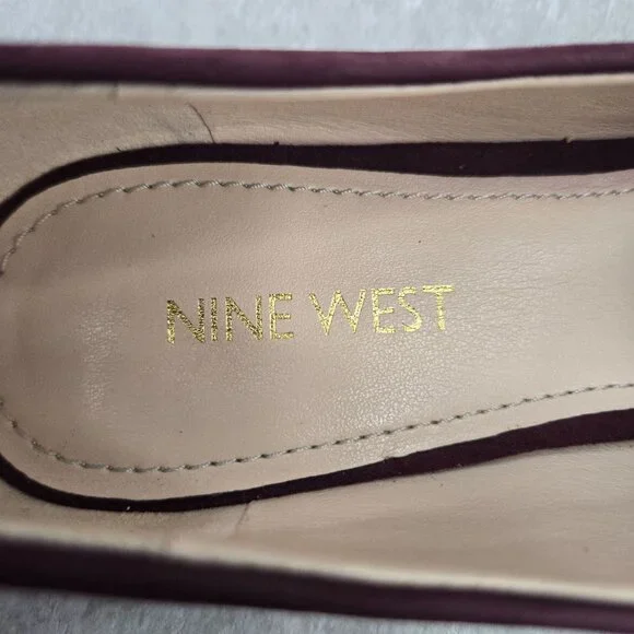 Nine West Slip On Loafers Size 8 Plum Purple Suede Preppy Square Toe Dress Shoes - Picture 10 of 11